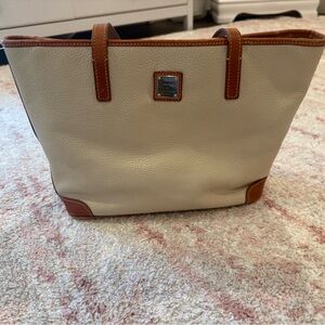 Dooney & Bourke Ivory and Tan Leather Tote